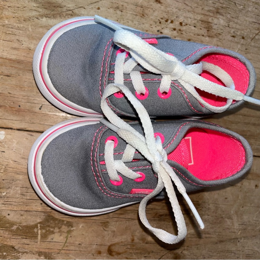 Vans Gray Sneakers with Pink Highlights toddler sz 4